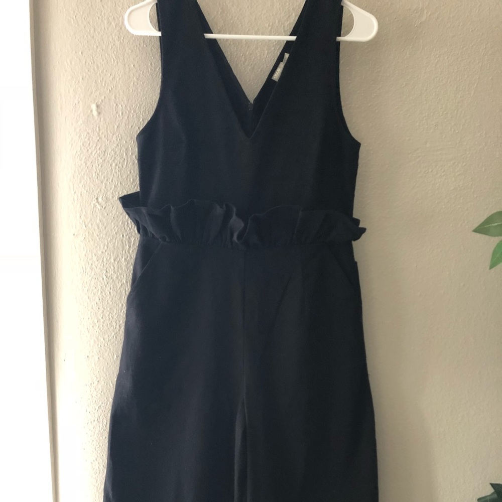 ASOS Black wise leg jumpsuit with ruffle waist